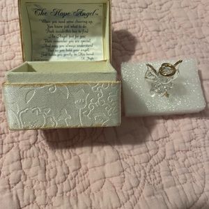 Vintage Glass Hope Angel in treasure chest box.